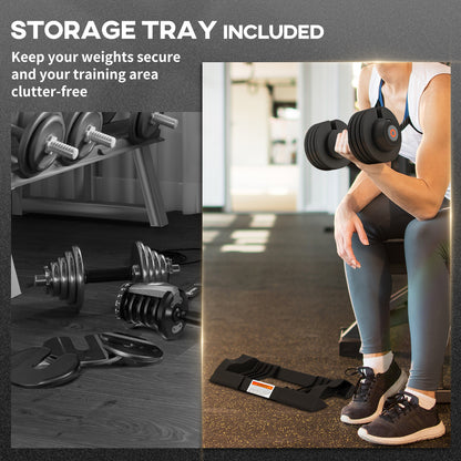 SPORTNOW 2 X 24KG Adjustable Dumbbells Set, 4-in-1 Weights Set With Storage Tray And Non-Slip Handle, Home Gym Fitness Equipment, Black