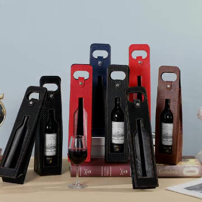 Red Wine Gift Box Leather Bck Of Two Bottles Portable