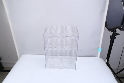 1Pc 4 Tier Bottle Storage Holder 12 Bottles Transparent Stackable Bottle Organizer Standing Drink Holder Shelf For Kitchen Fridge Cabinet Pantry