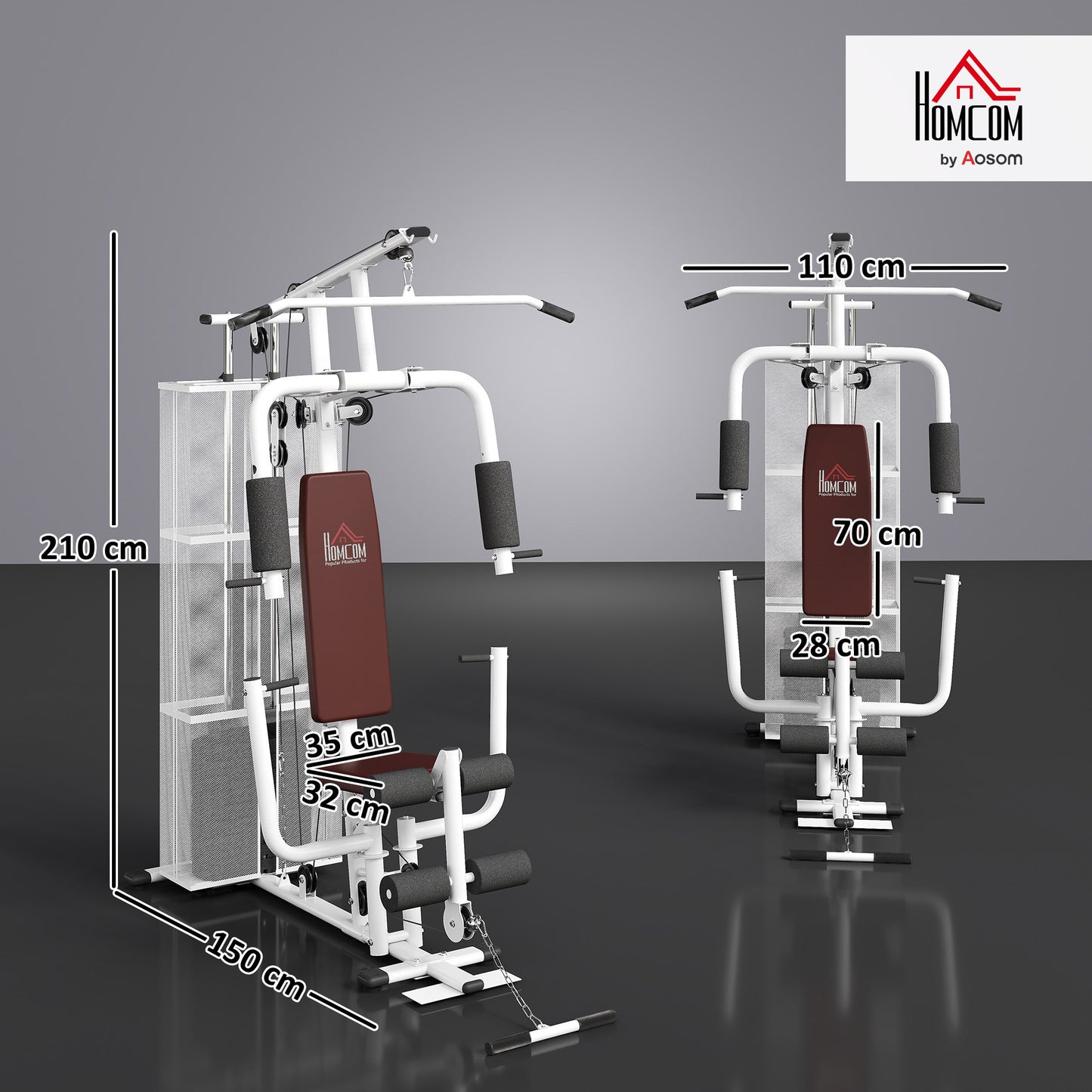 Multifunction Home Gym Weight Training Workout Station Fitness Strength Machine, White